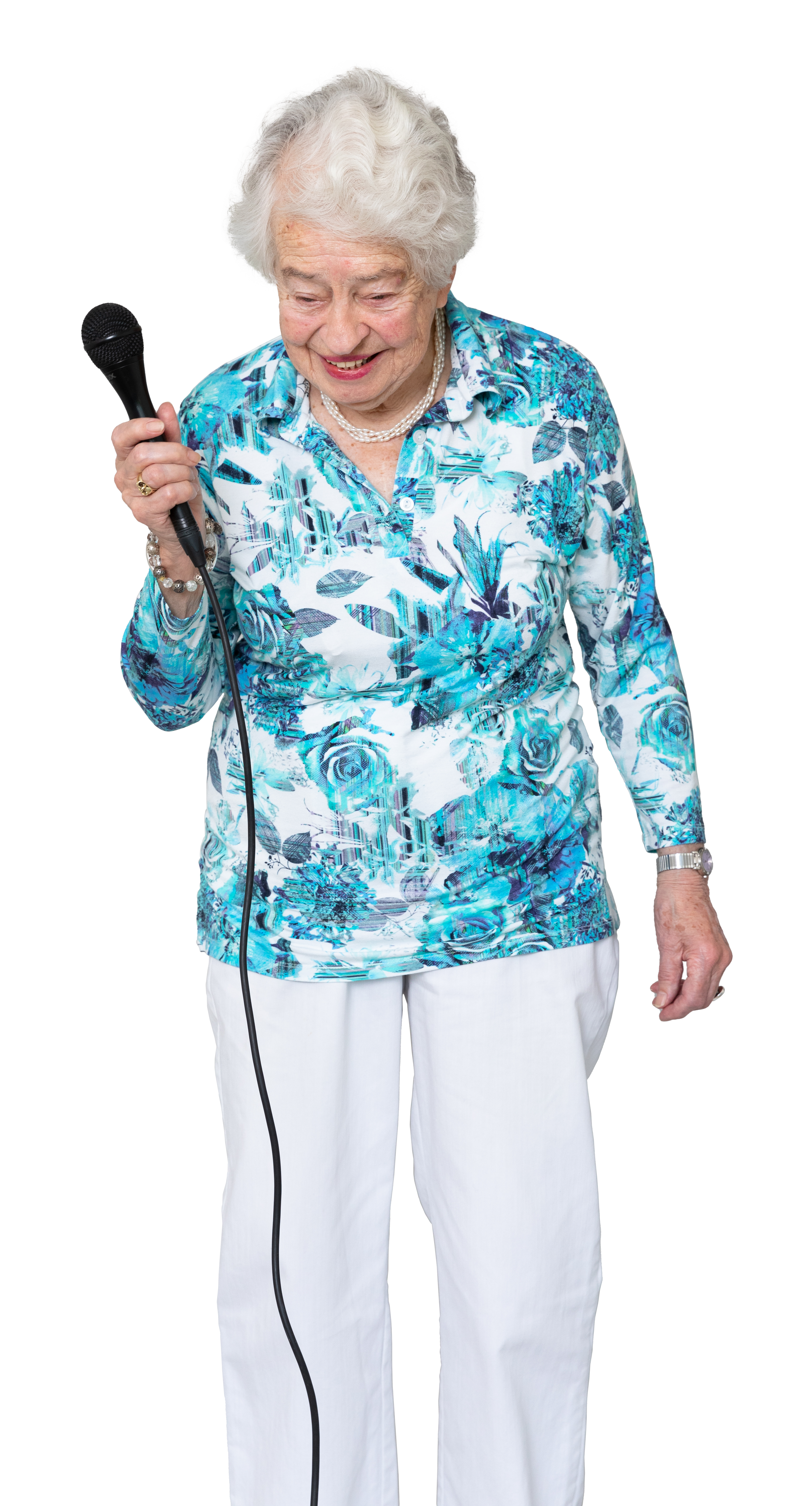 mevrouw met microfoon